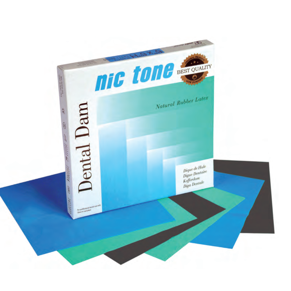NIC-TONE Diques medios azules – Latex kofferdam gumi abszolút izoláláshoz 15x15cm 36 db