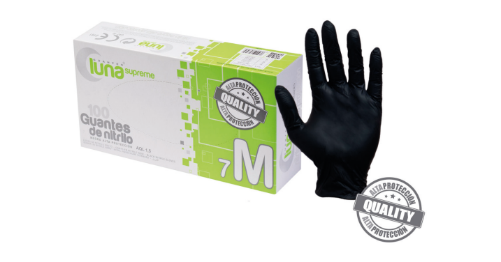 GUANTES SUPREME DE NITRILO NEGRO – Guantes nitrilo alta protección 5,5g LUNA