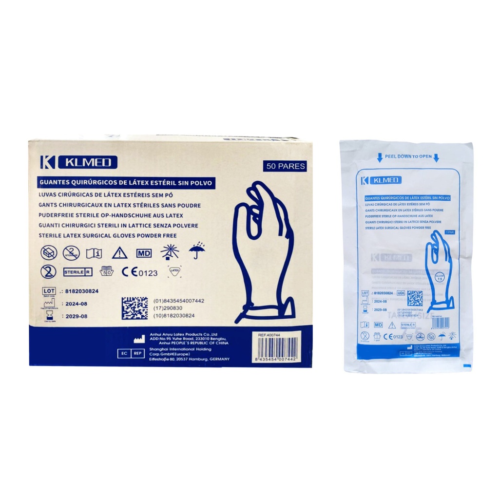 Guantes quirúrgicos estériles látex sin polvo – Gants chirurgicaux résistants KLMED