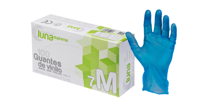 GUANTES SUPREME DE VINILO AZUL LUNA – Púdermentes vizsgálókesztyű