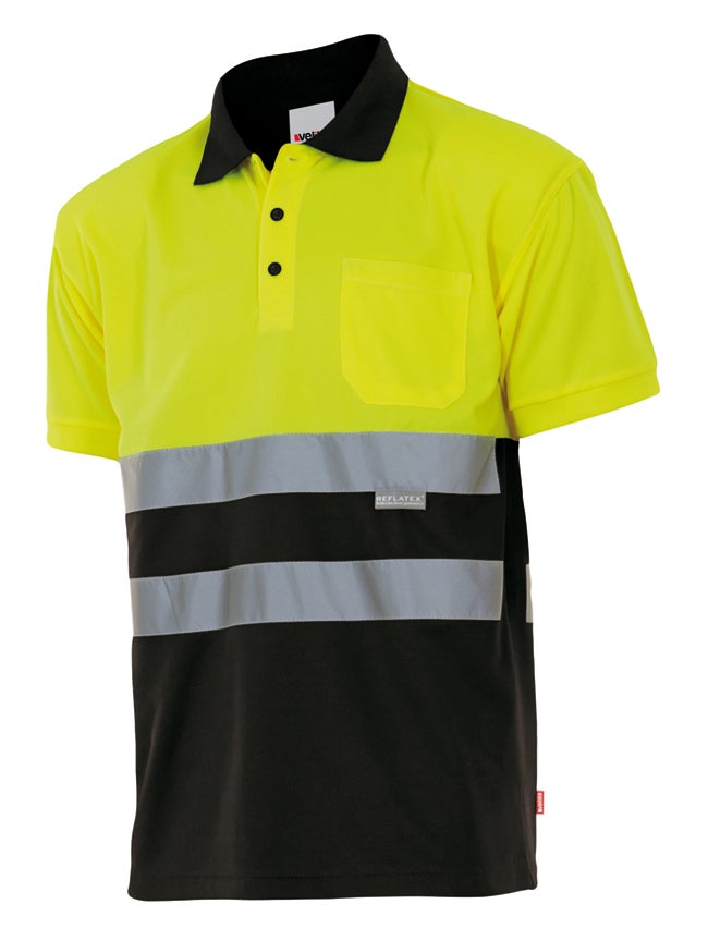 POLO BICOLOR MC AV 173 – Polo de trabalho refletor bicolor manga curta VELILLA