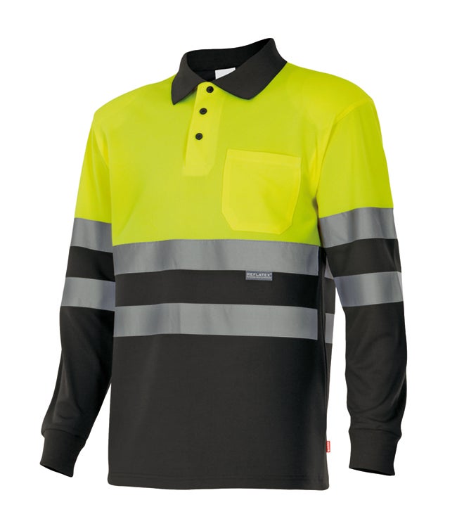 POLO BICOLOR ML AV 175 – Polo alta visibilidad manga larga Velilla