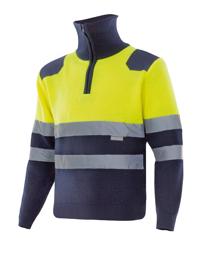 JERSEY BICOLOR CREMALLERA AV 301001 – Maglione da lavoro bicolore alta visibilità VELILLA