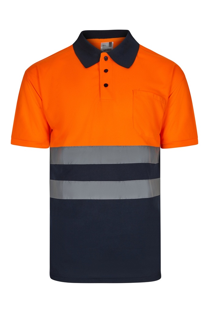 POLO BICOLOR MC AV 305504 – Polo alta visibilità con tasca Velilla