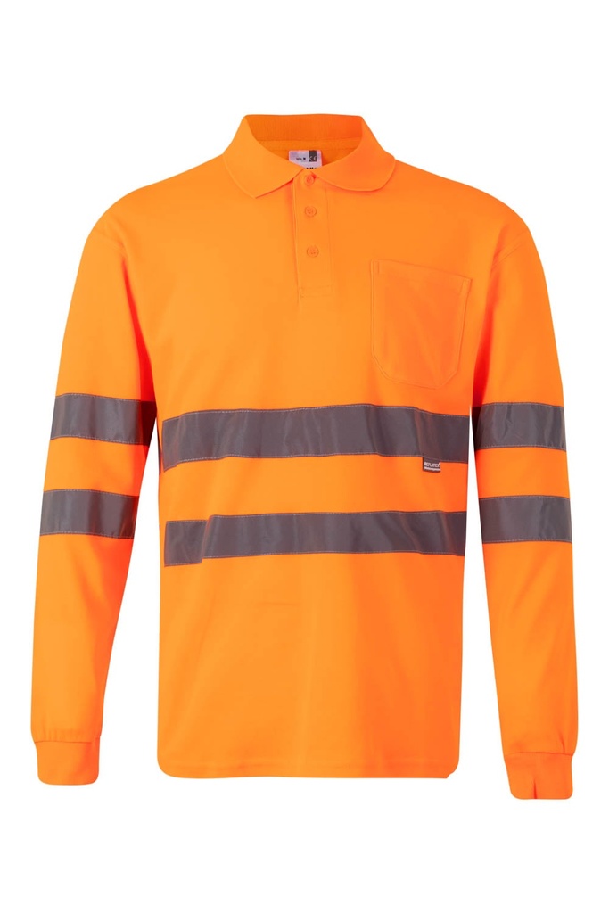 POLO ALGODÓN ML AV 305514 – Polo laboral manga larga alta visibilidad VELILLA