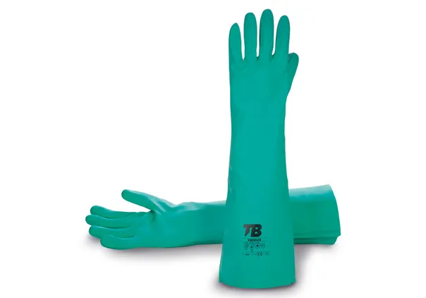 TB GROUP Guante químico de nitrilo verde – Vegyszerálló védőkesztyű 45cm