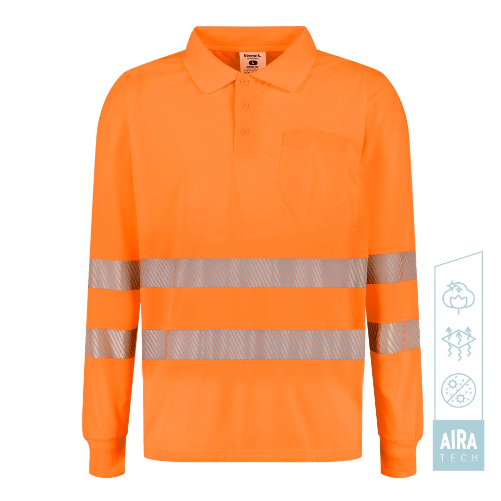 POLO DRUM HV BEEWORK.WEAR – Polo manches longues haute visibilité